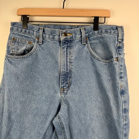 Vintage Carhartt Light Wash Straight Leg Denim Grunge Jeans Size 34x32